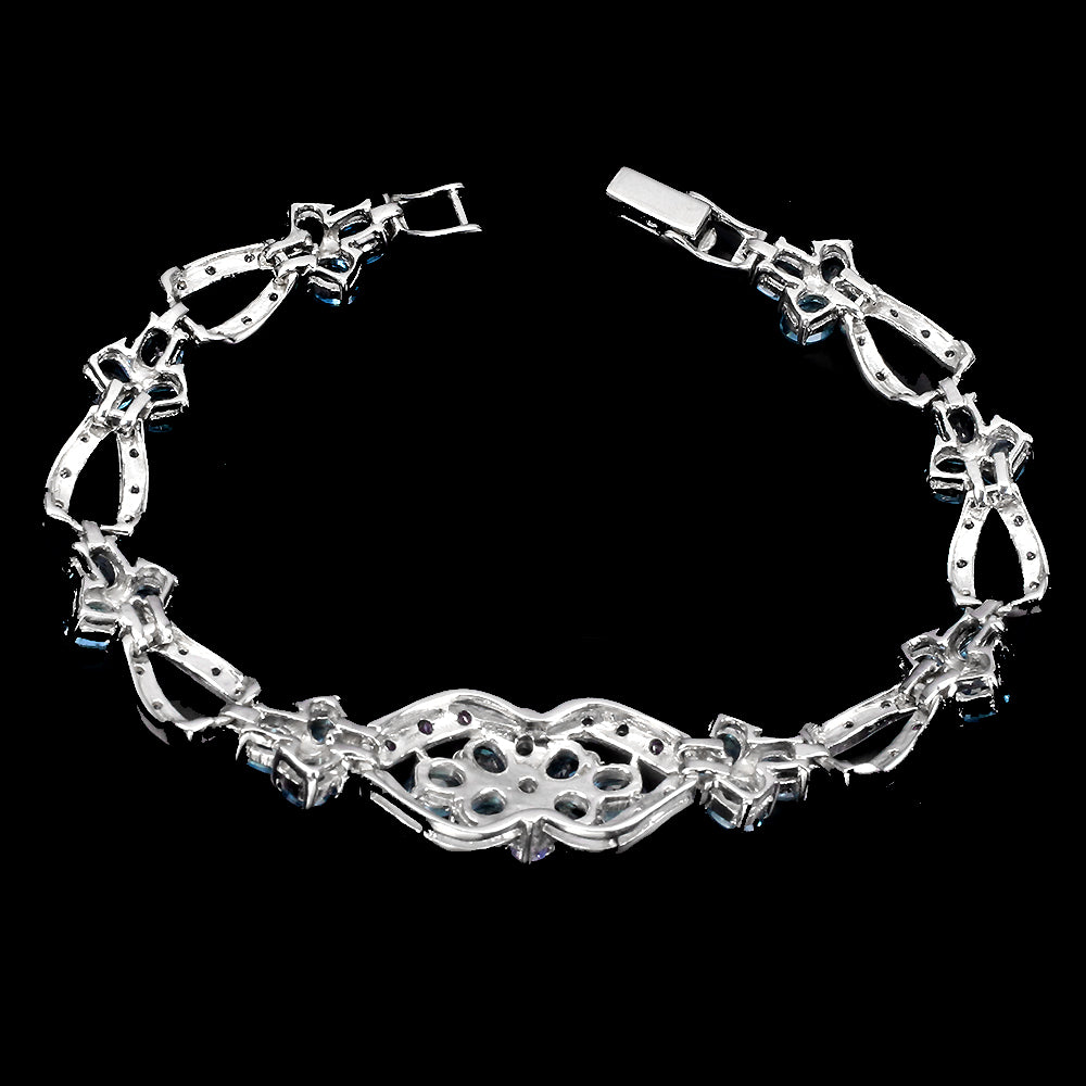 Blautopas Amethyst Rhodolit Tansanit Armband aus weißvergoldetem Silber - INARA