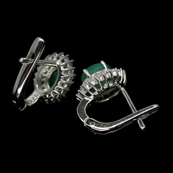 Smaragd Ohrringe aus weißvergoldetem Silber - INARA