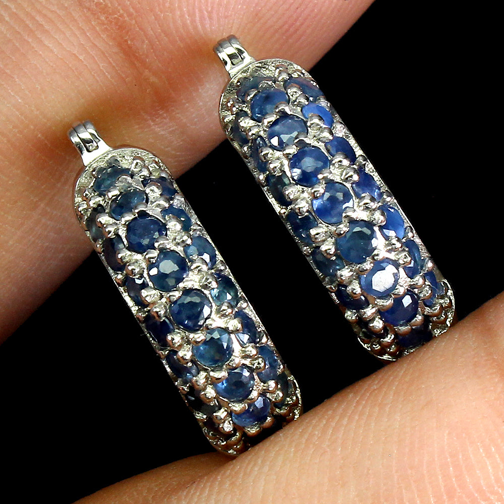 Saphir Creolen Ohrringe Silber weißvergoldet - INARA