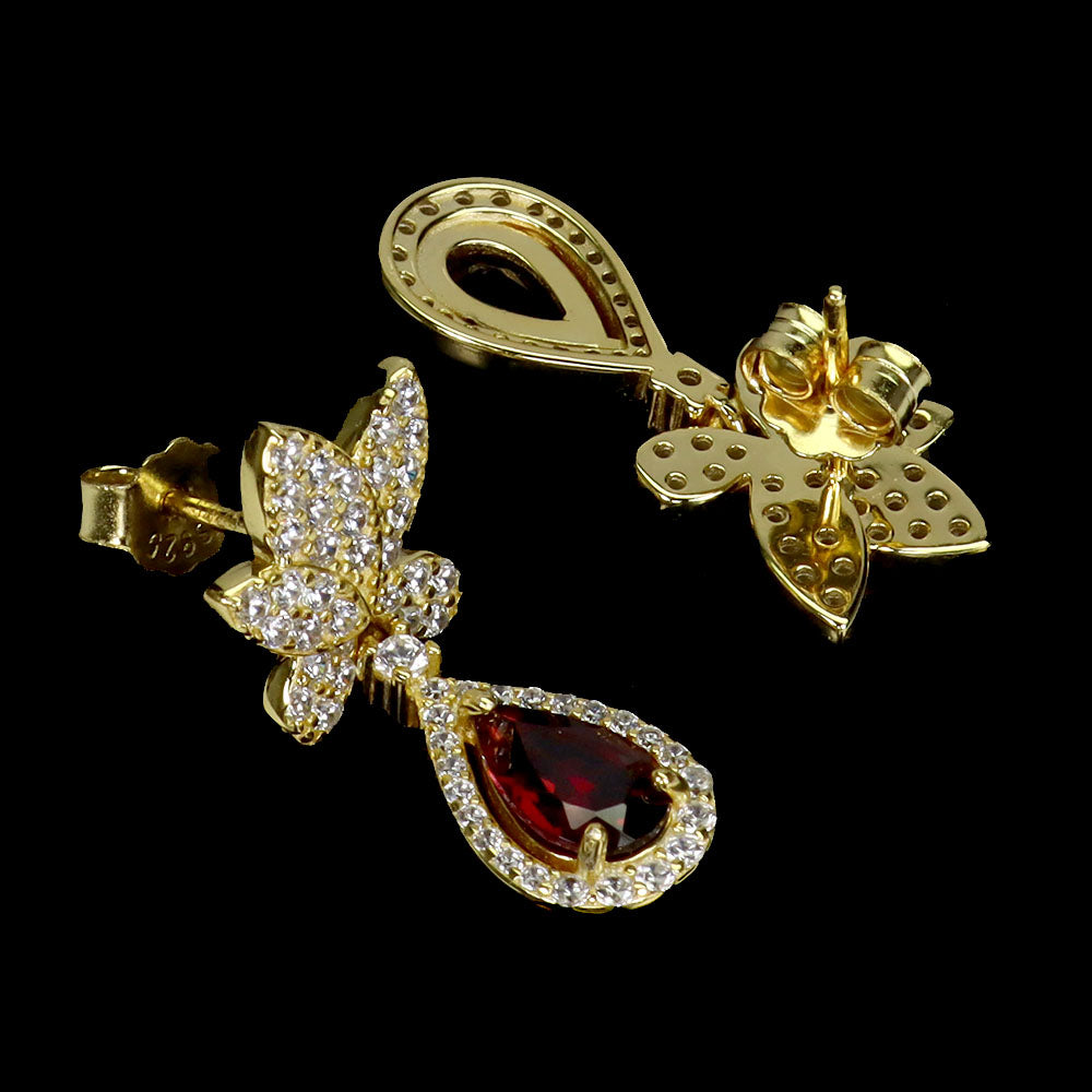 Granat Ohrringe Silber vergoldet - INARA