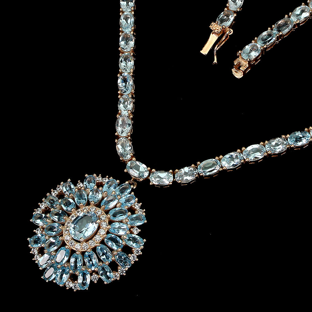 Blautopas Sky Blue Collier Silber - INARA