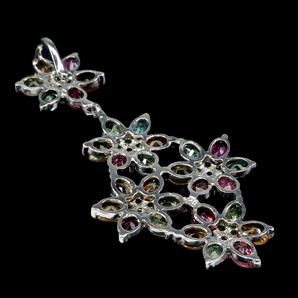 Turmalin Smaragd Tansanit Anhänger aus weißvergoldetem Silber - INARA