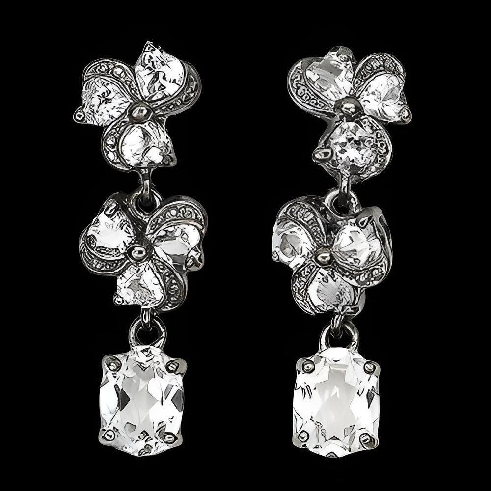 Weißtopas Ohrringe aus schwarzvergoldetem Silber - INARA