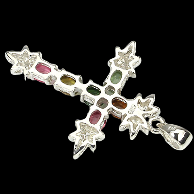 Turmalin Cabochon Kreuz Anhänger