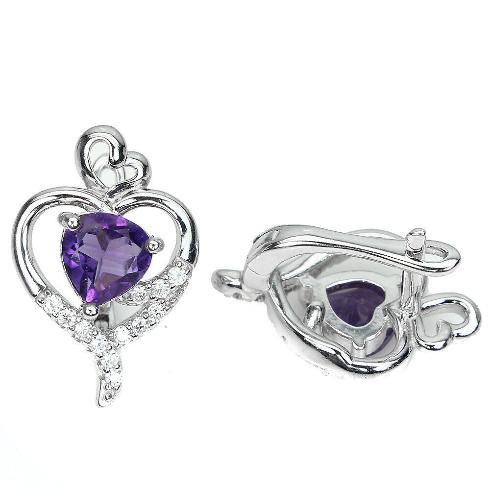 Amethyst Trilliantschliff Herz Ohrringe