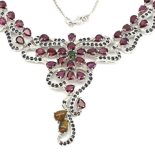 Rhodolit Opal Saphir Collier