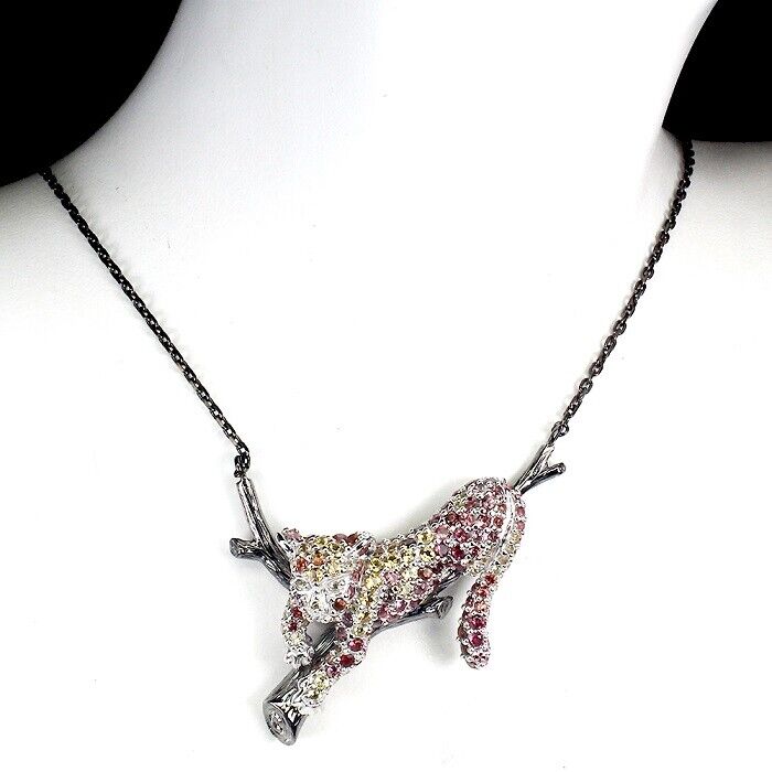 Saphir Raubkatze Collier Sterling Silber - INARA