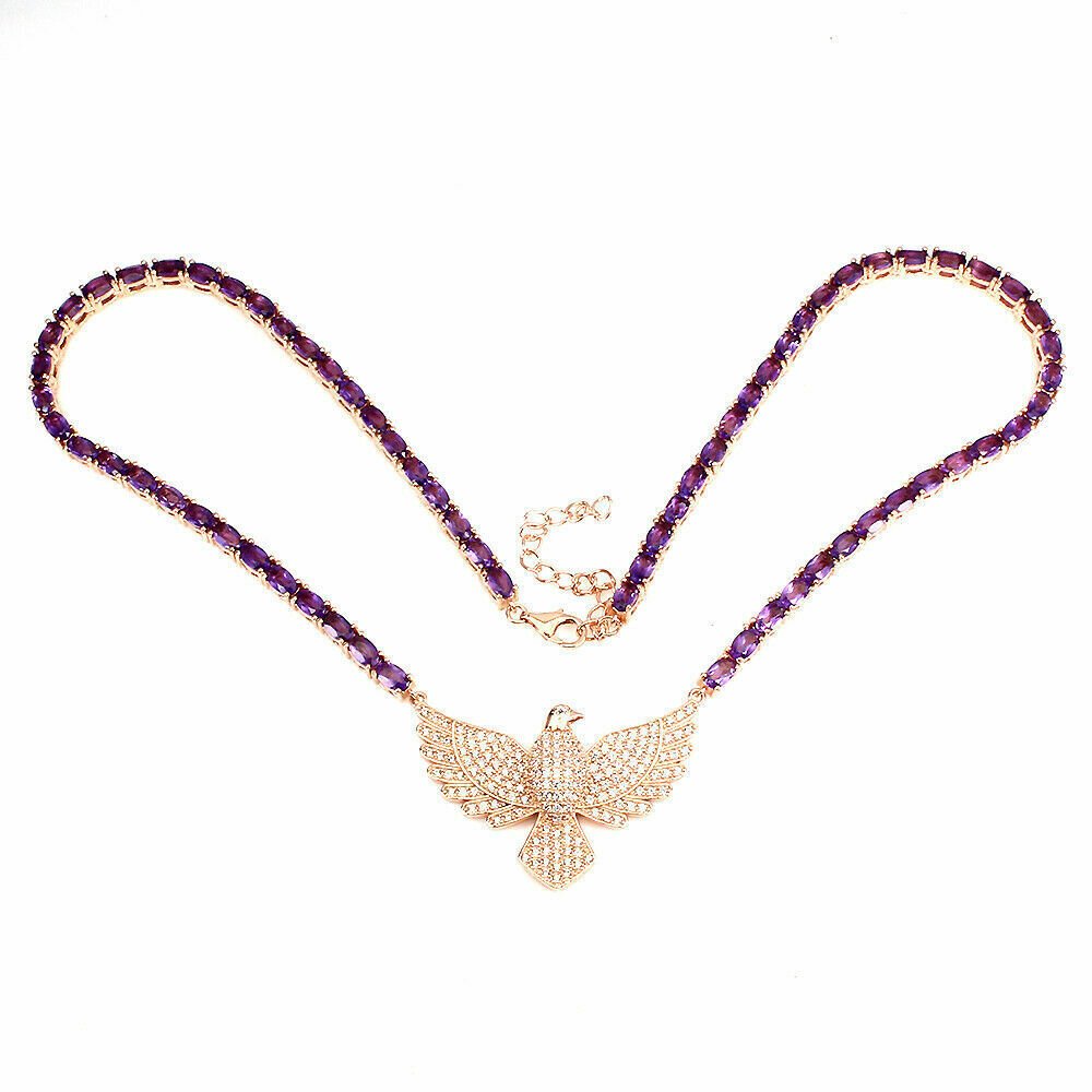 Collier Vogel Amethyst Silber rosévergoldet - INARA