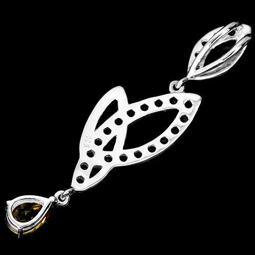 Großer Anhänger Citrin 925 Silber 585 Weißgold vergoldet Silber - INARA