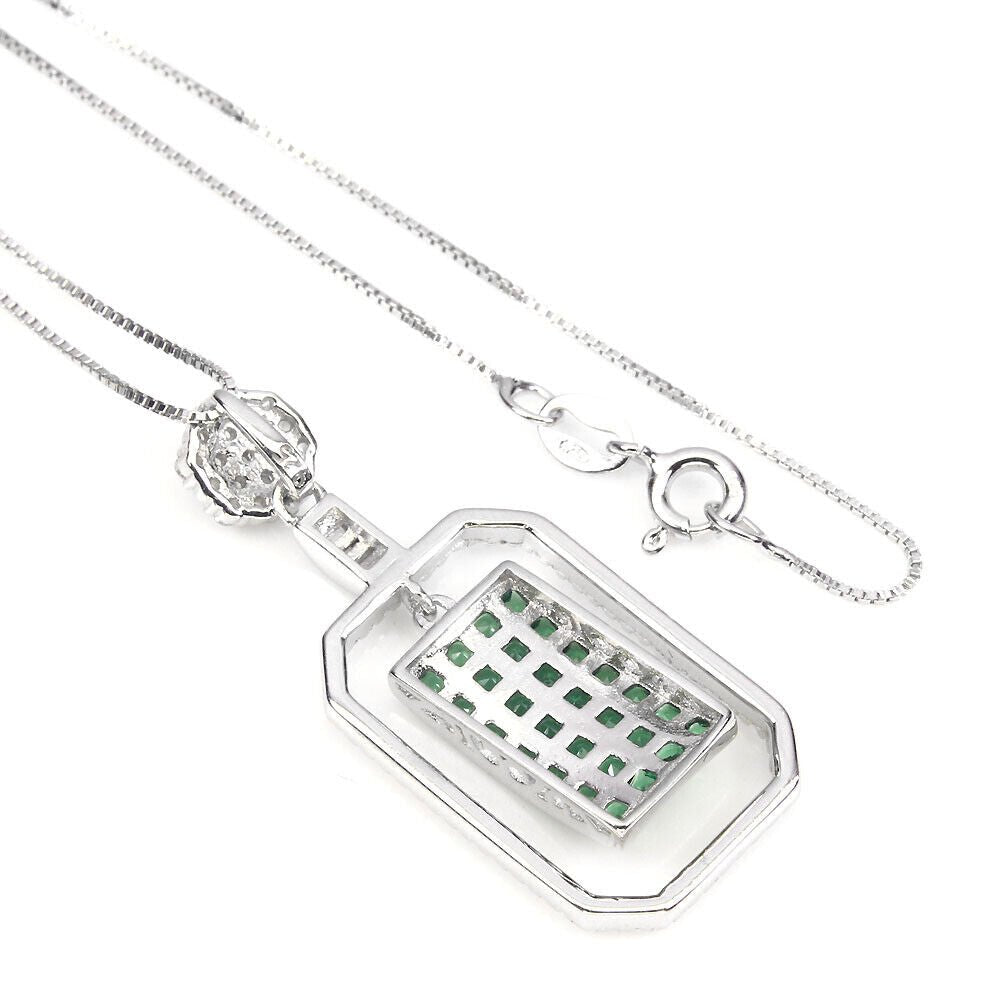 Halskette mit Zirkonia Anhänger aus weißvergoldetem Silber - INARA