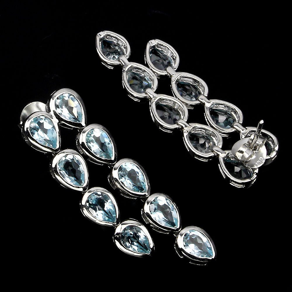 Blautopas Sky Blue Ohrringe aus weißvergoldetem Silber - INARA