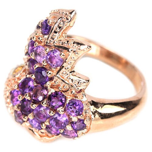 Ring Fisch Amethyst Citrin Silber rosévergoldet - INARA