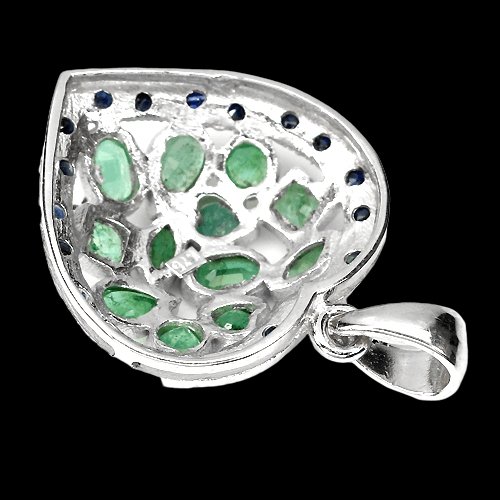 Smaragd Saphir Herz Anhänger Silber - INARA