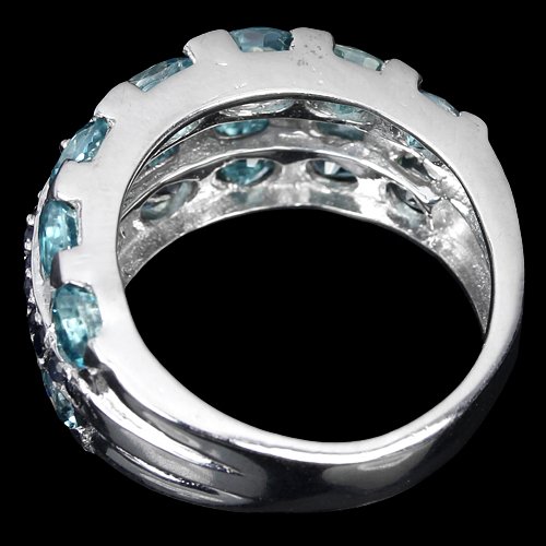 Zirkon Saphir Ring aus weißvergoldetem Silber - INARA