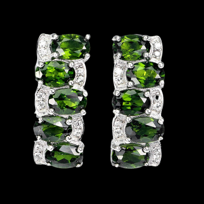 Russischer Diopsid Ohrringe aus weißvergoldetem Silber - INARA