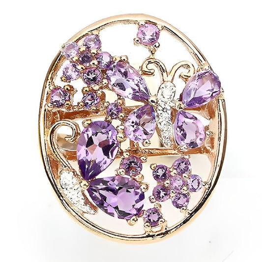 Amethyst Schmetterling Ring Silber rosévergoldet - INARA