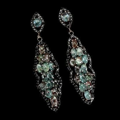 Turmalin Spinell Ohrringe aus schwarzrhodiniertem Silber - INARA