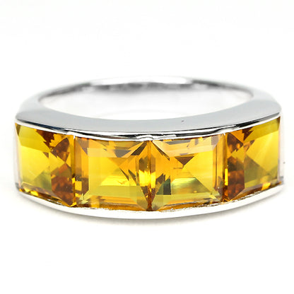 Citrin Ring Silber weißvergoldet - INARA