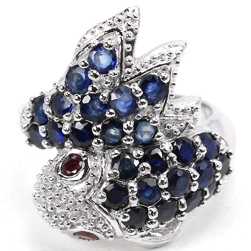 Saphir Rubin Fisch Ring Silber - INARA