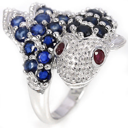 Saphir Rubin Fisch Ring Silber - INARA