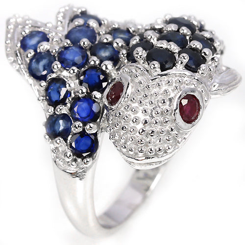 Saphir Rubin Fisch Ring Silber - INARA