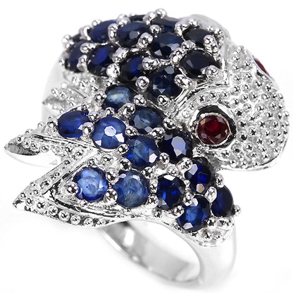 Saphir Rubin Fisch Ring Silber - INARA
