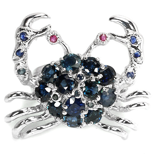 Saphir Rubin Krebs Ring Silber - INARA
