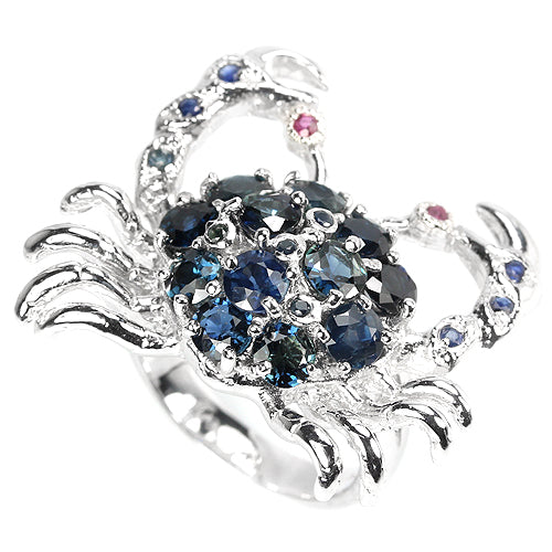 Saphir Rubin Krebs Ring Silber - INARA
