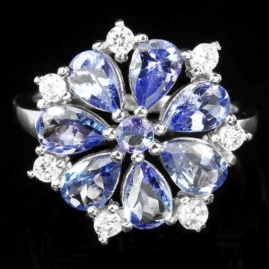 Tansanit Ring aus weißvergoldetem Silber - INARA