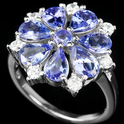 Tansanit Ring aus weißvergoldetem Silber - INARA