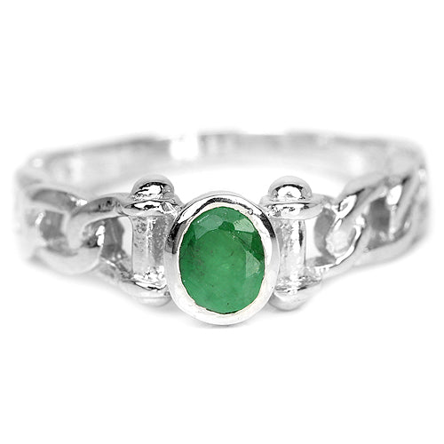 Smaragd Ring aus weißvergoldetem Silber - INARA