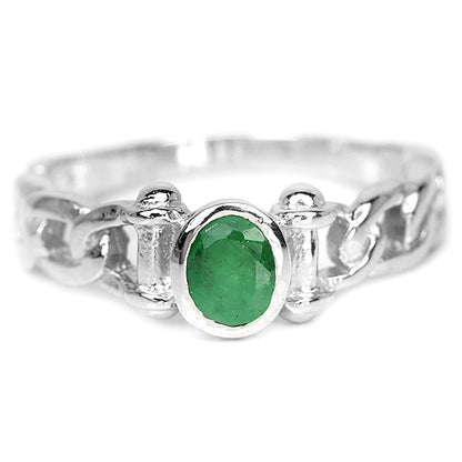 Smaragd Ring aus weißvergoldetem Silber - INARA