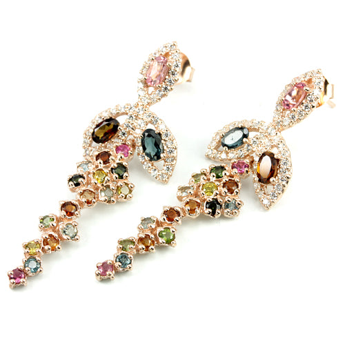 Turmalin Ohrringe aus rosévergoldetem Silber - INARA