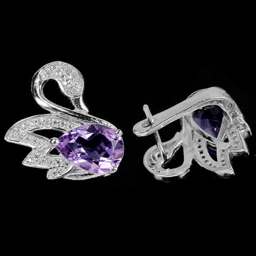 Amethyst Schwan Ohrringe Silber - INARA