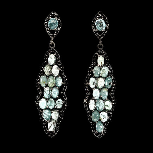 Turmalin Spinell Ohrringe aus schwarzrhodiniertem Silber - INARA