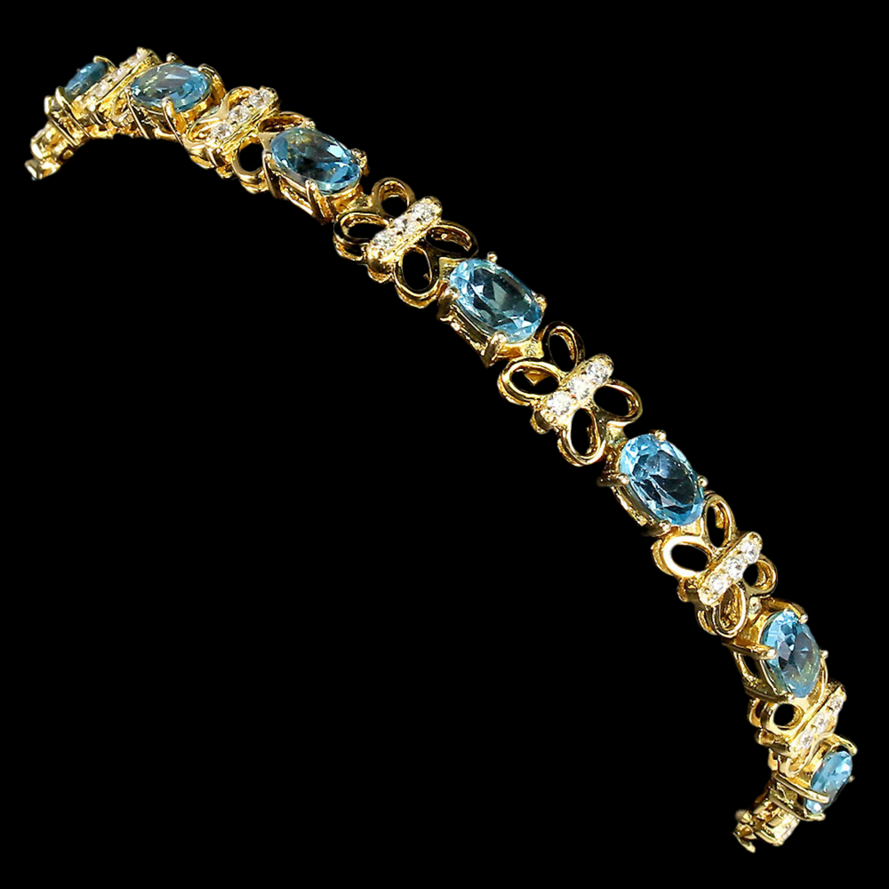 Blautopas London Blue Schmetterling Armband Silber gelbvergoldet - INARA