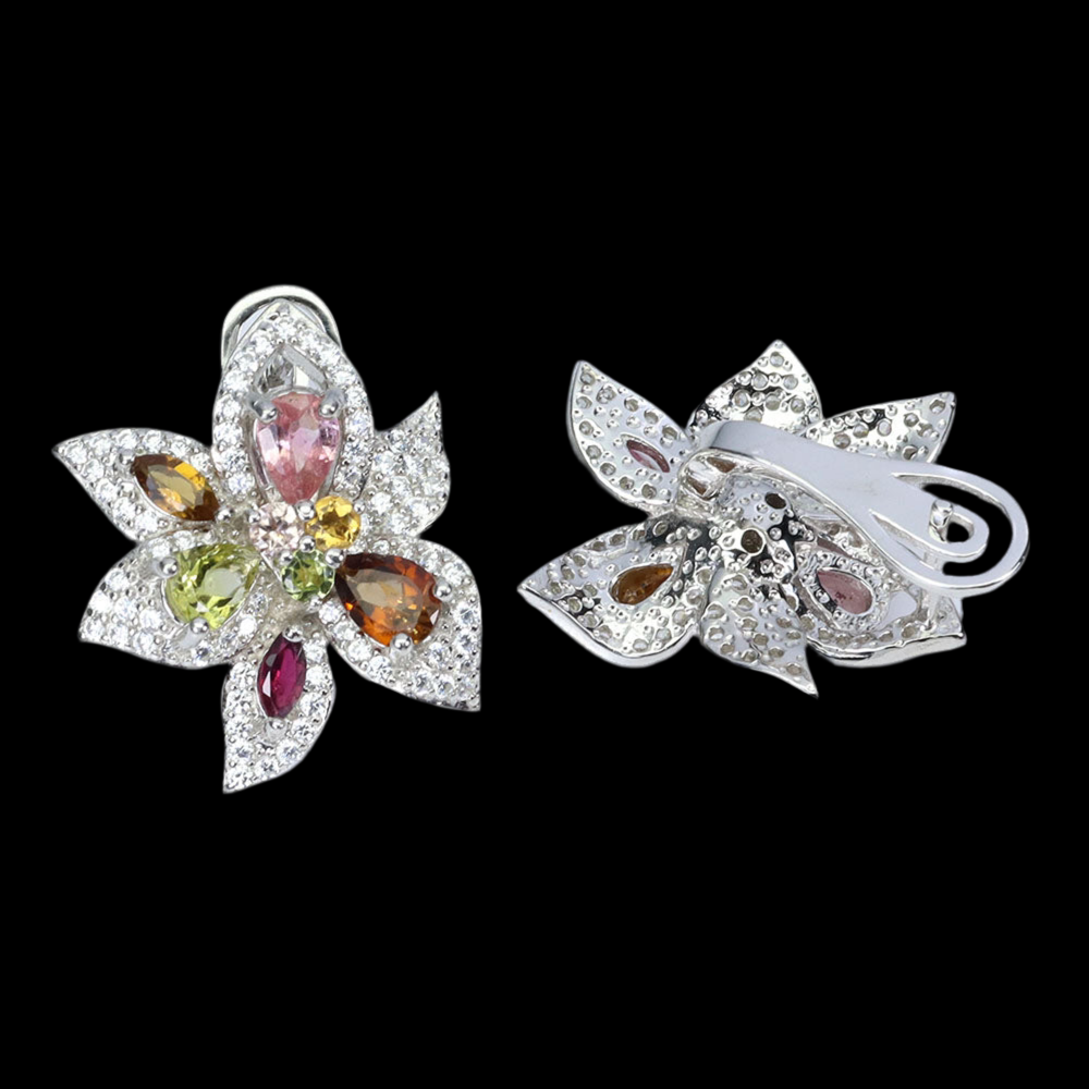 Turmalin Ohrringe aus weißvergoldetem Silber kaufen - INARA