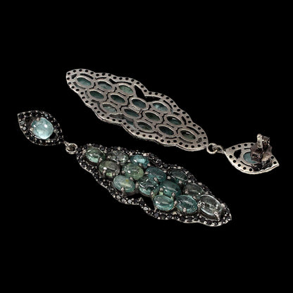 Turmalin Spinell Ohrringe aus schwarzrhodiniertem Silber - INARA