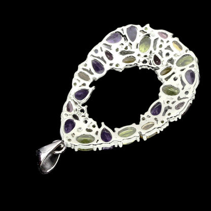 Amethyst Peridot Citrin Rhodolit Saphir Anhänger aus weißvergoldetem Silber - INARA