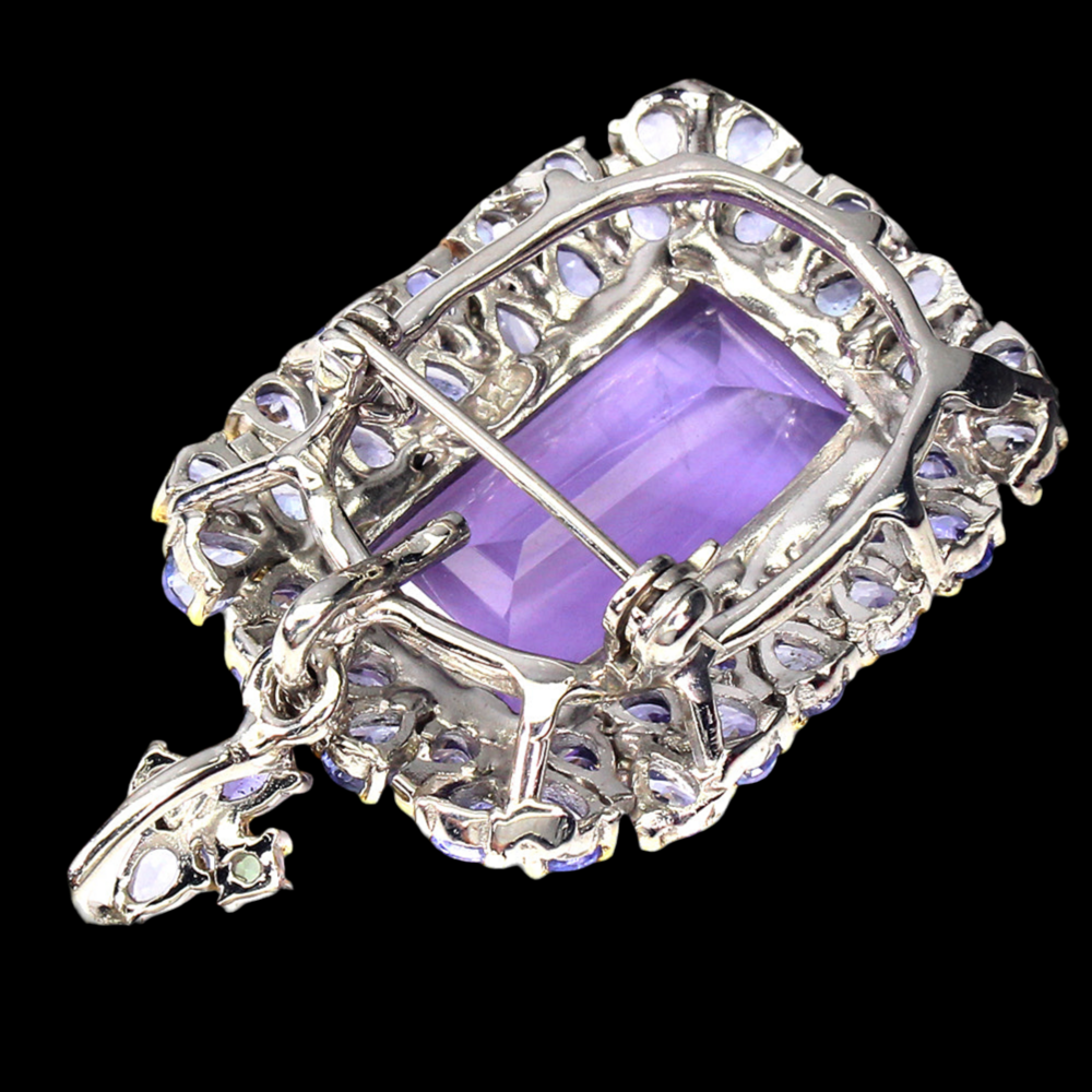 Amethyst Tansanit Turmalin Anhänger Brosche Silber - INARA