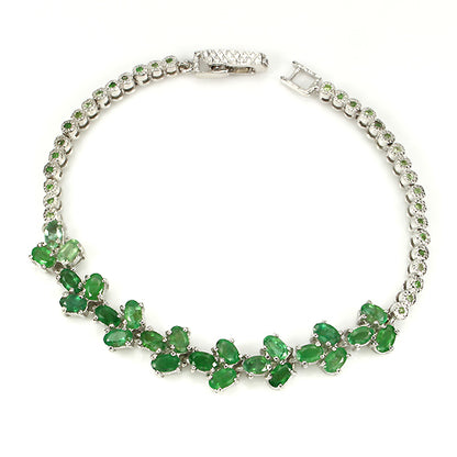 Smaragd Tsavorit Armband aus weißvergoldetem Silber - INARA