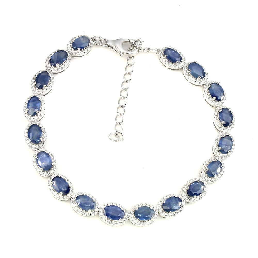 Saphir Armband aus weißvergoldetem Silber - INARA
