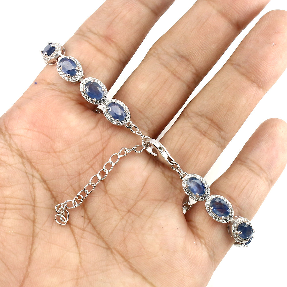Saphir Armband aus weißvergoldetem Silber - INARA
