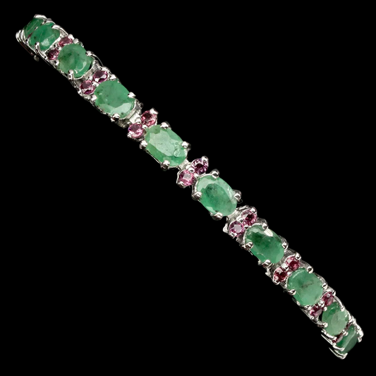 Smaragd Rhodolit Armband Silber weißvergoldet - INARA