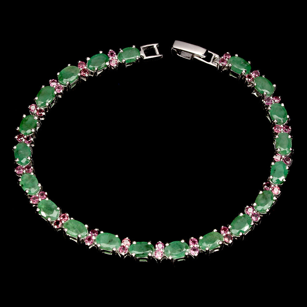 Smaragd Rhodolit Armband Silber weißvergoldet - INARA