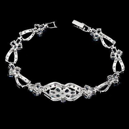 Blautopas Amethyst Rhodolit Tansanit Armband aus weißvergoldetem Silber - INARA