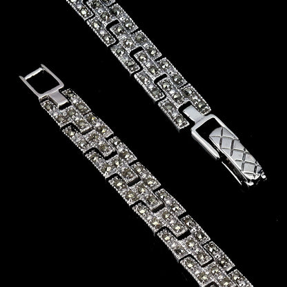 Rubin Saphir Smaragd Markasit Raubkatze Armband aus weißvergoldetem Silber - INARA
