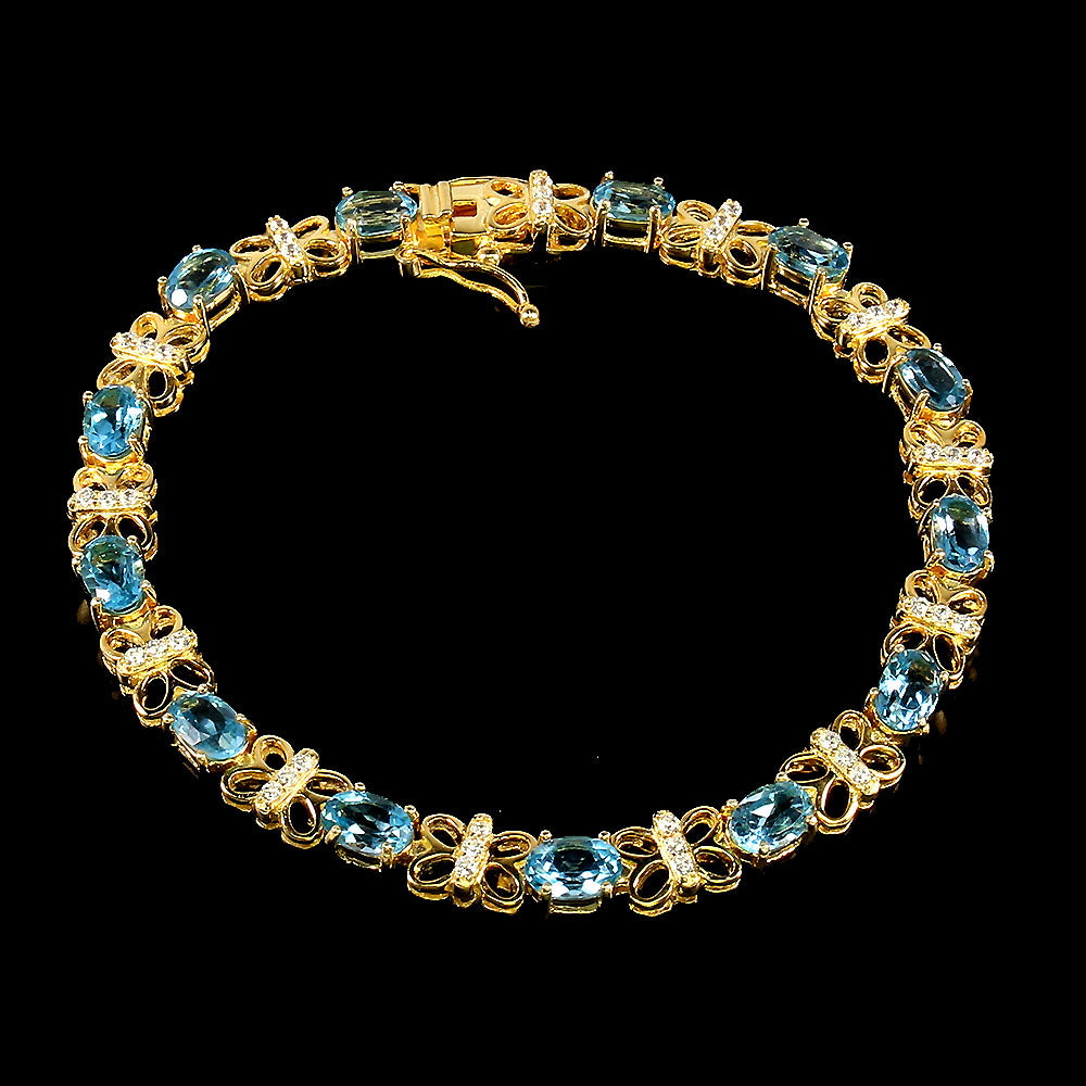 Blautopas London Blue Schmetterling Armband Silber gelbvergoldet - INARA