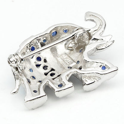 Saphir Rubin Elefant Brosche aus Silber - INARA