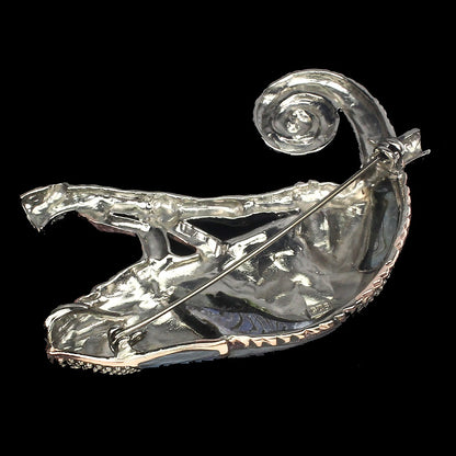 Perlmutt Saphir Granat Chamäleon Brosche Silber - INARA